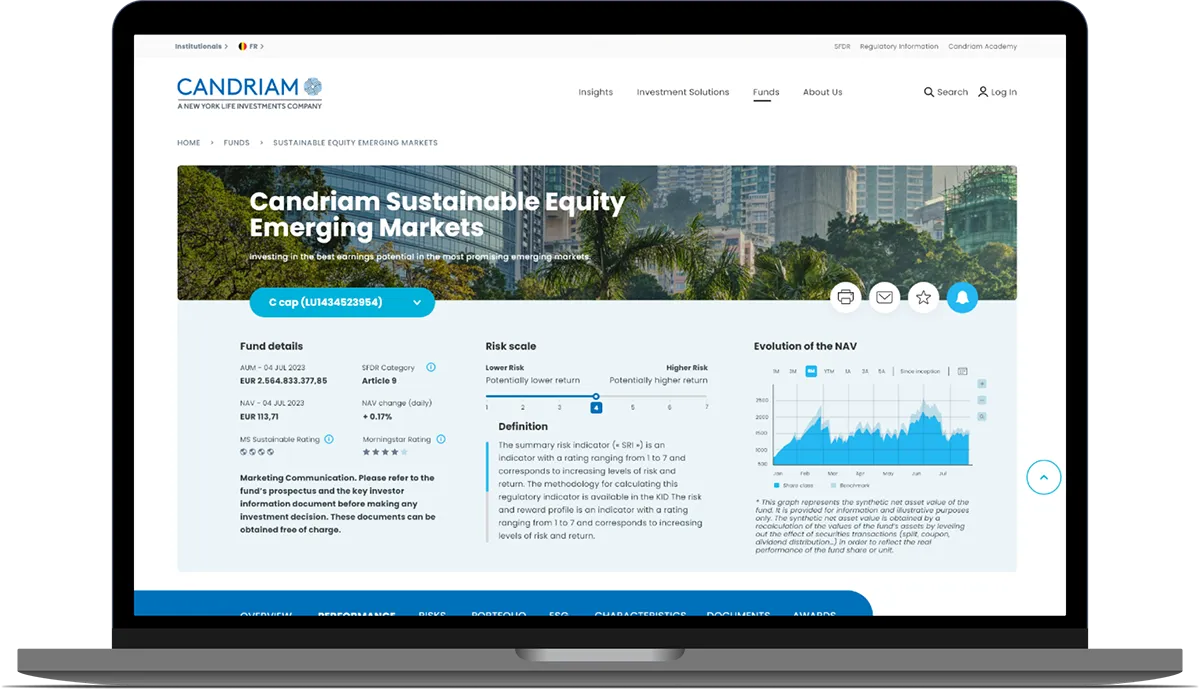 Mockup of funds page