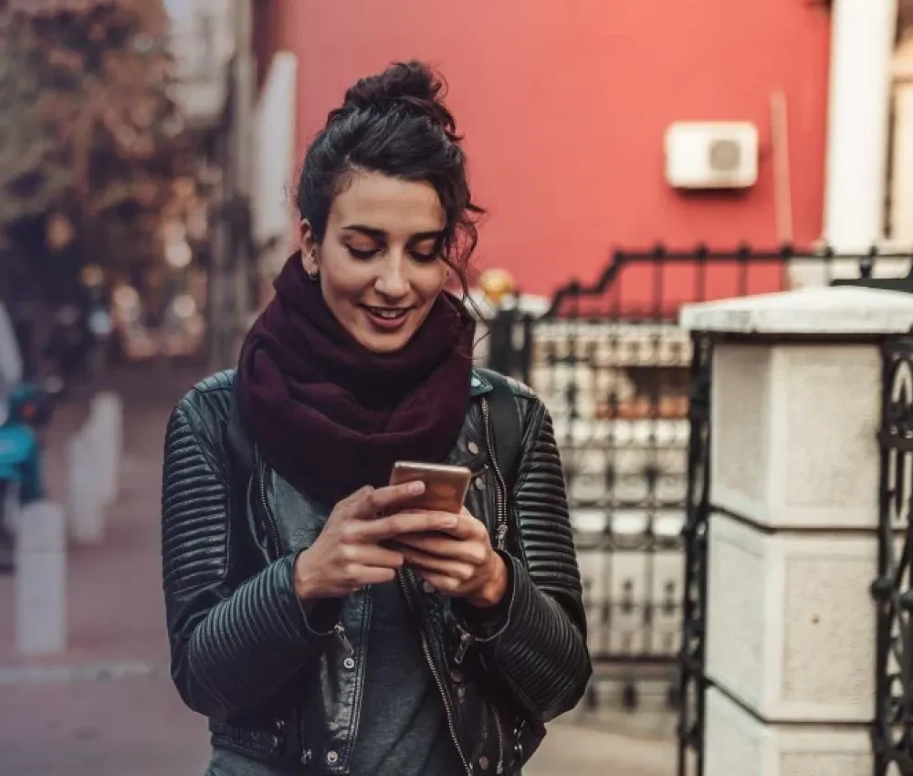 Women watching on her phone