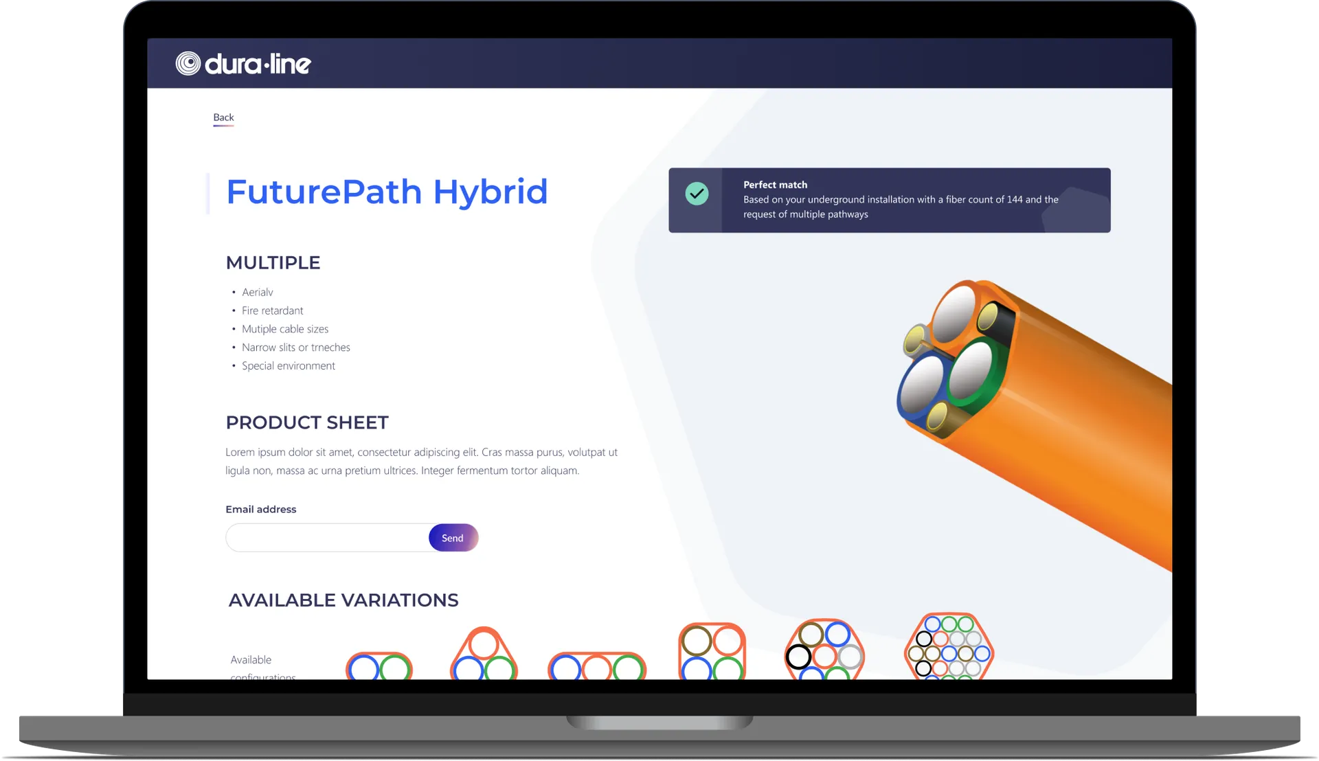 Product detail mockup