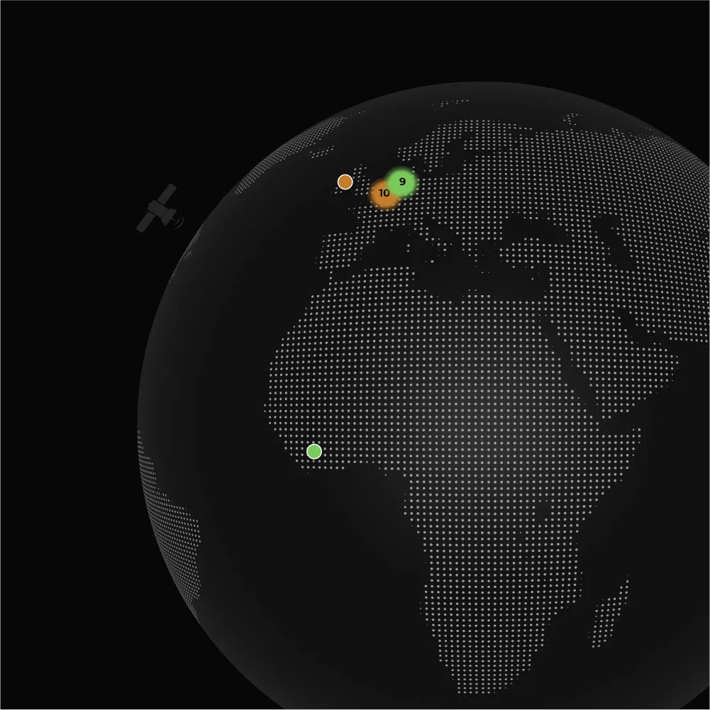 Globe with pointer of project locations