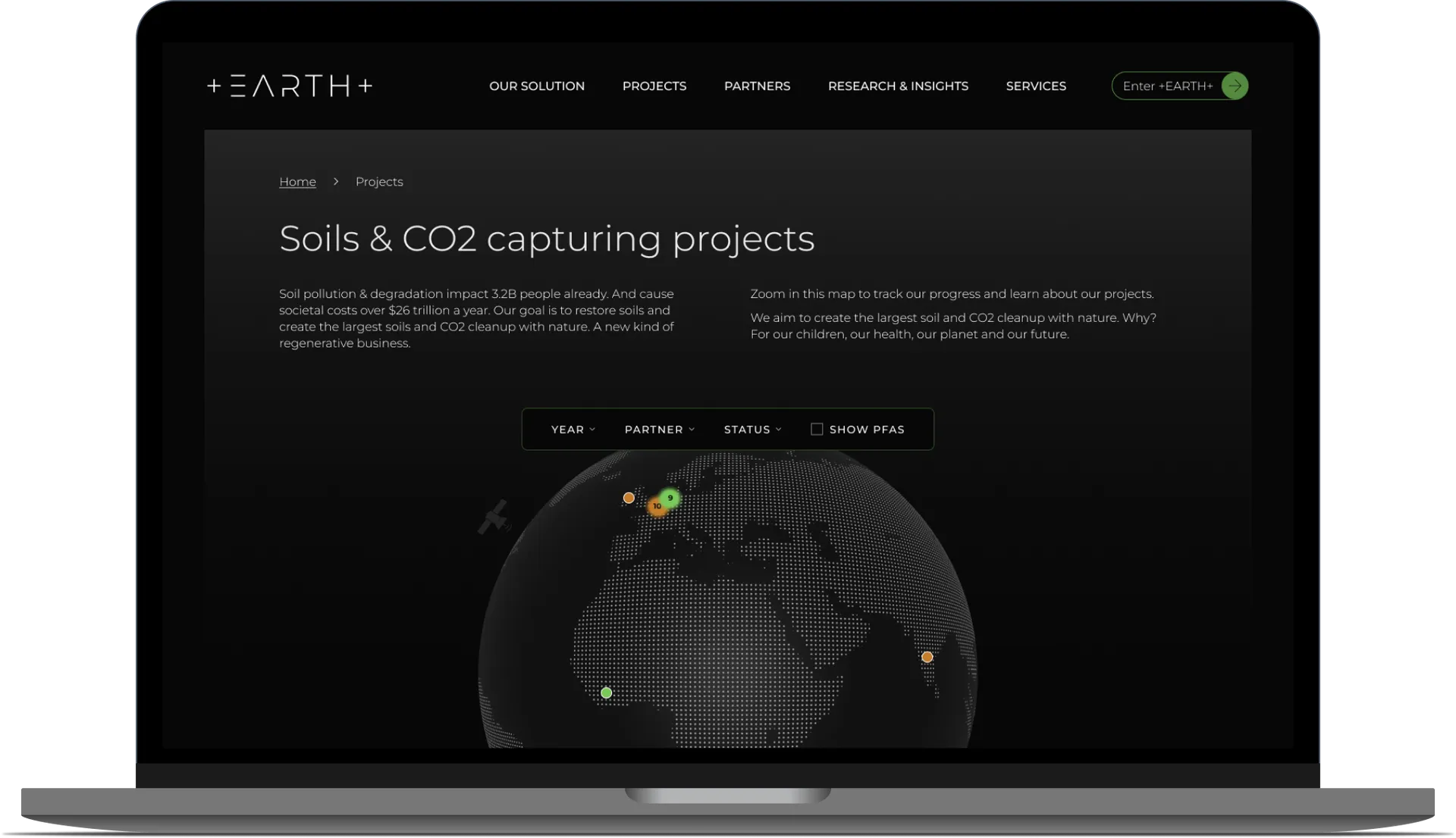 Mockup of the projects page for +EARTH+